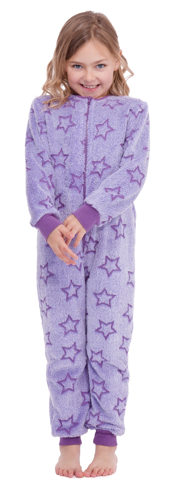 Kids Girls Boys Hooded Fleece Onesie All In 1 Jumpsuit Pjs Pyjamas Size